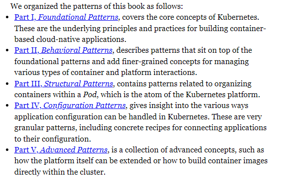 Kubernetes Patterns - table of contents