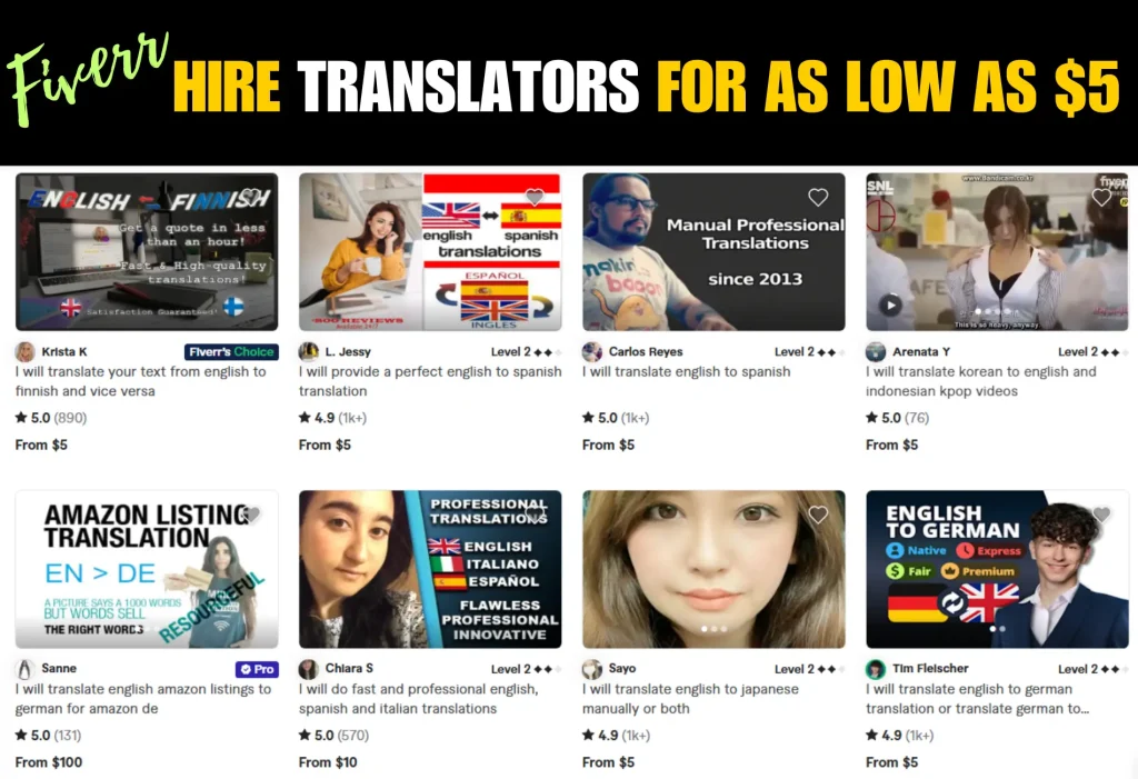 Translators on Fiverr